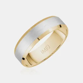 10K Two-Tone Brushed Center with Polished Edge Wedding Band