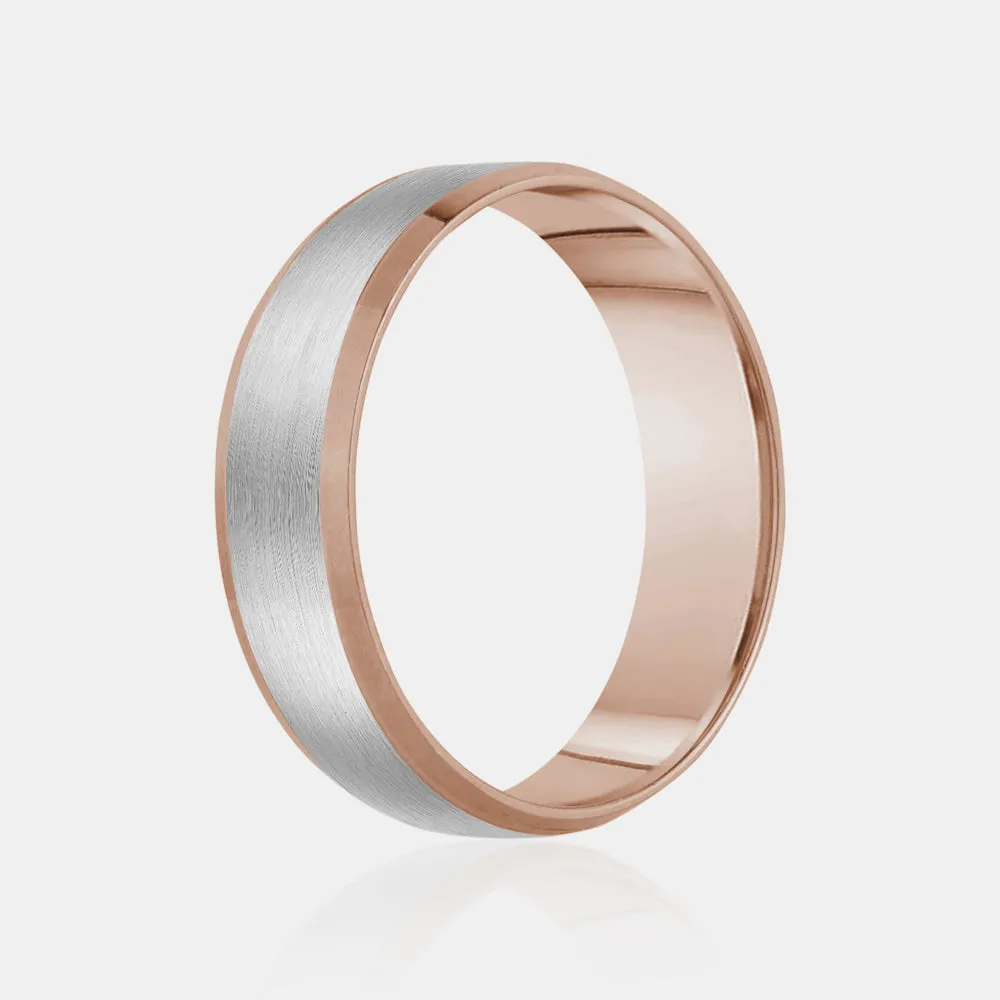 10K Two-Tone Brushed Center with Polished Edge Wedding Band