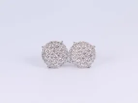 14K White Gold Round Earrings 2.00Ctw