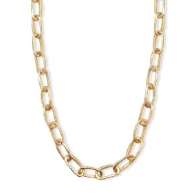 18K Carved Small Paperclip Link Necklace