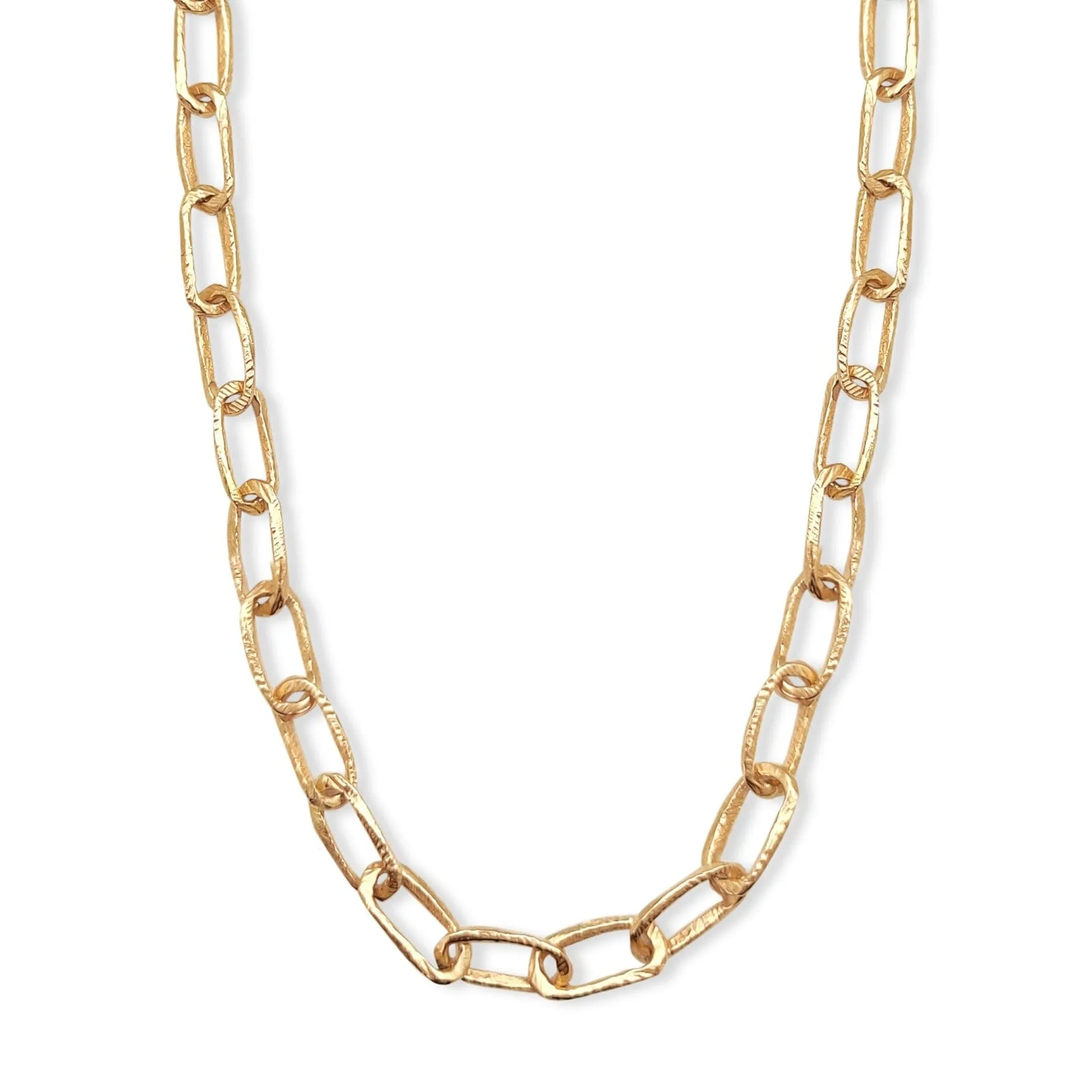 18K Carved Small Paperclip Link Necklace