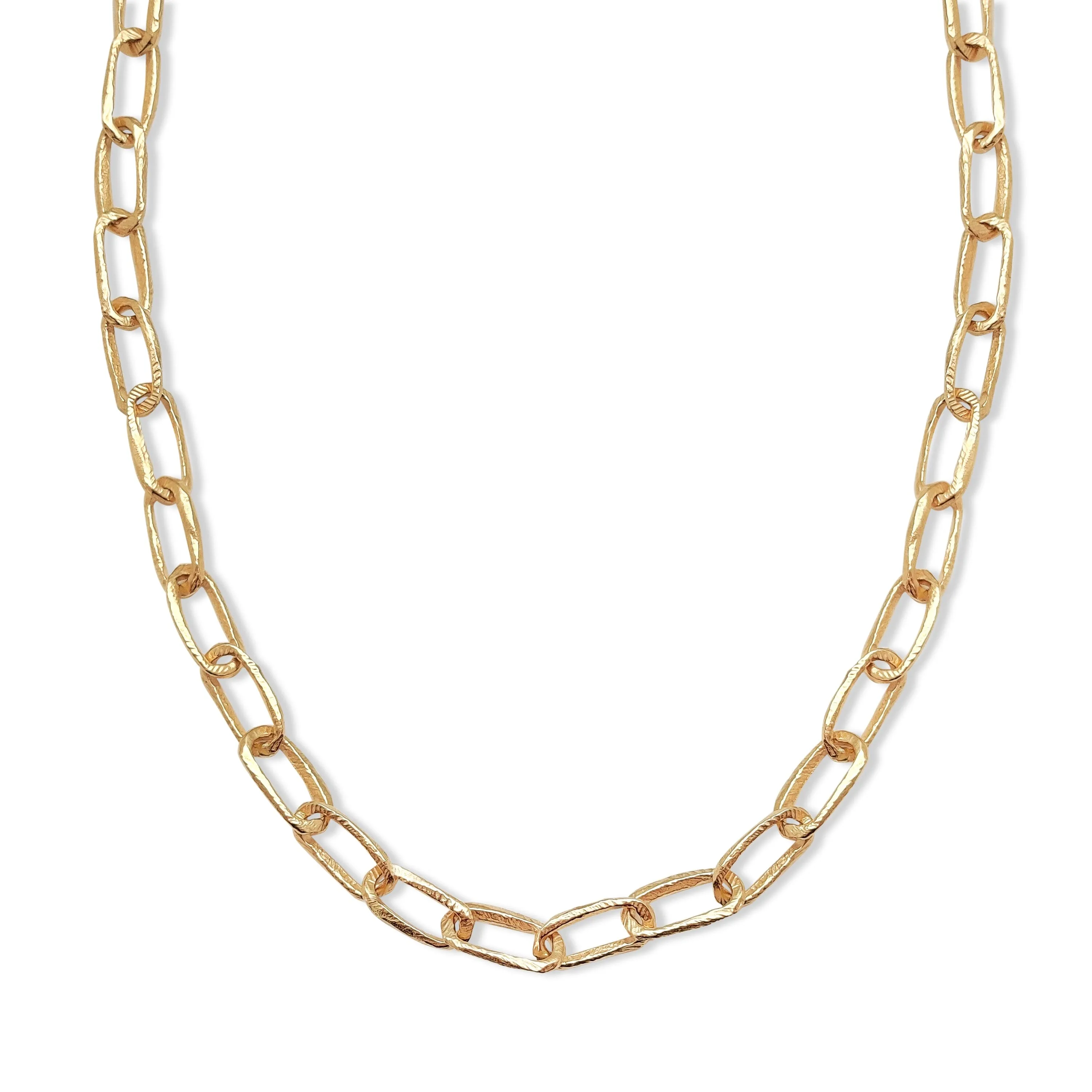 18K Carved Small Paperclip Link Necklace