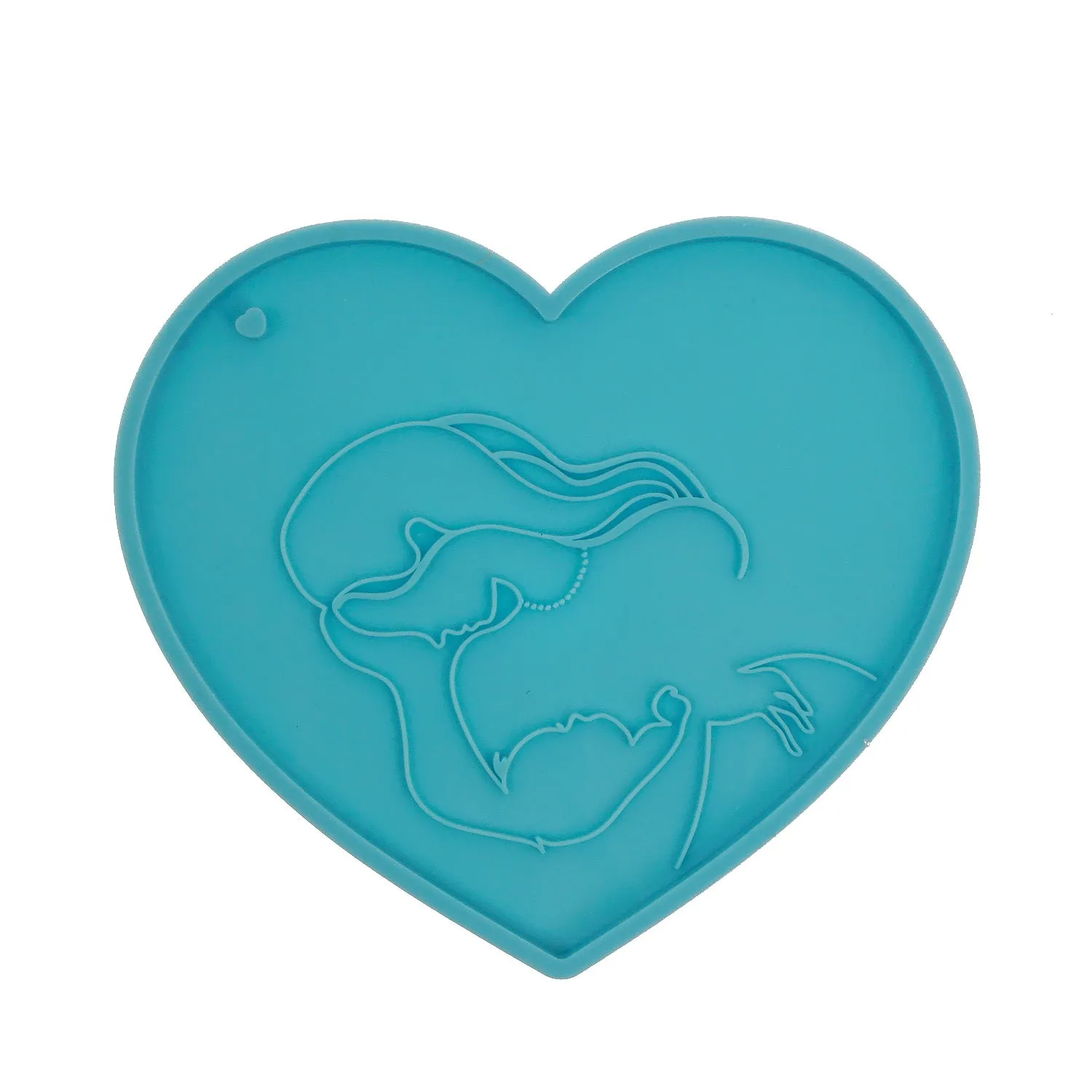 1pc Blue Silicone Coaster Mold Heart Shape Keychain Mold DIY Resin Epoxy Craft For Mother's Day Gift 10364650