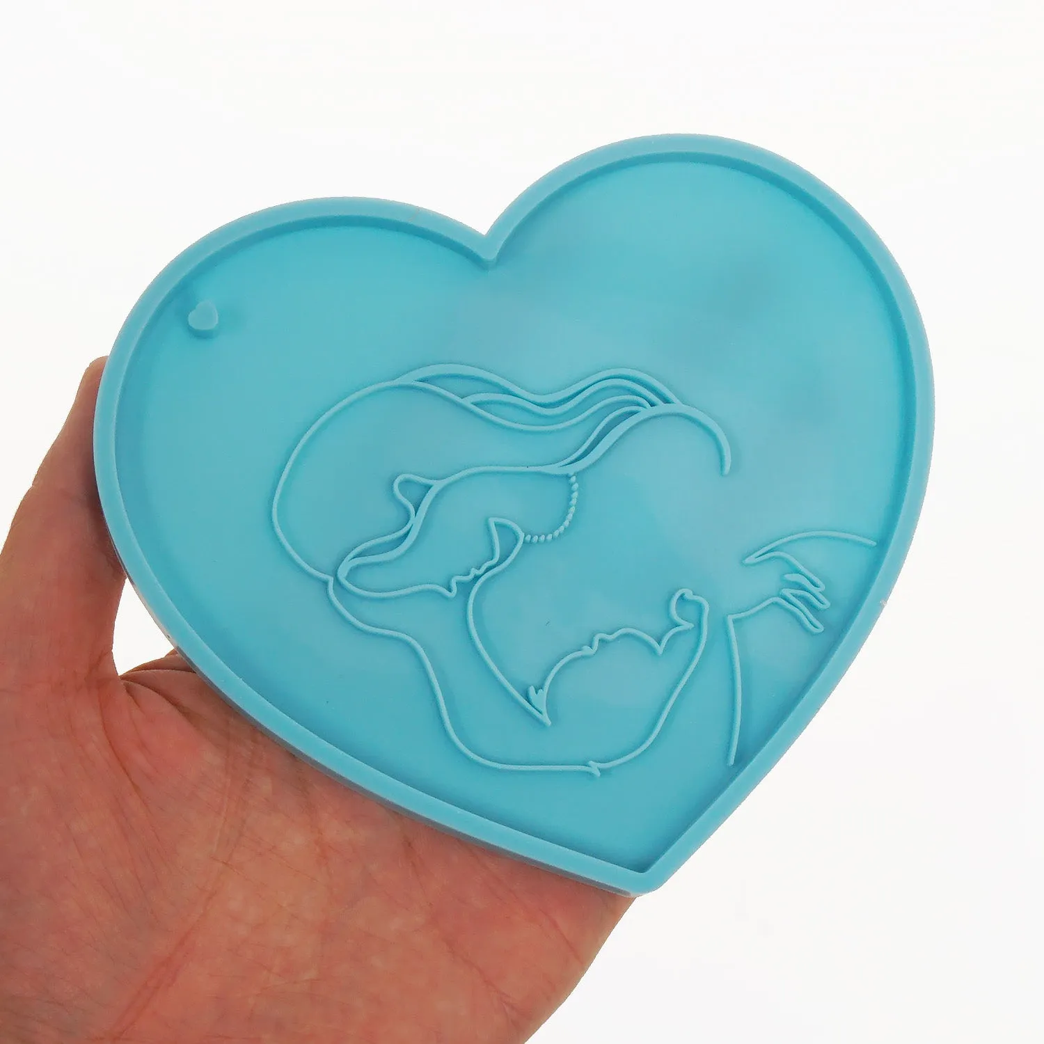 1pc Blue Silicone Coaster Mold Heart Shape Keychain Mold DIY Resin Epoxy Craft For Mother's Day Gift 10364650