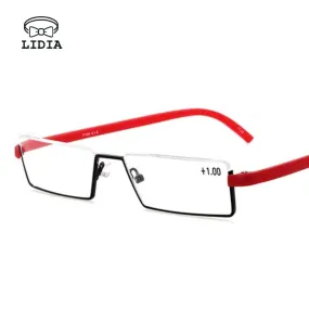 2021 Men Half Frame Comfy Light Reading Glasses Portable Fashion Unisex Eyewear Degree  1 1.5 2 2.5 3 3.5 4 Presbyopic Glasses