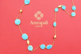 21A042 Gold Plated Turquoise Stones Chain Necklace