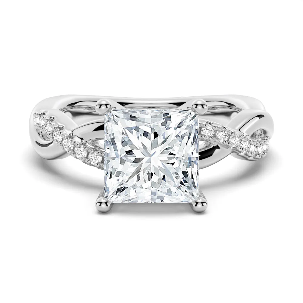 3 CT. Twist Vine Princess Cut Moissanite Engagement Ring