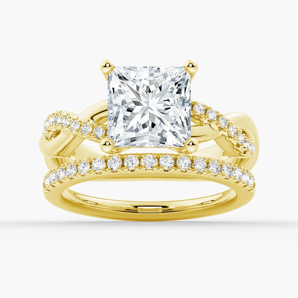 3 CT. Twist Vine Princess Cut Moissanite Engagement Ring