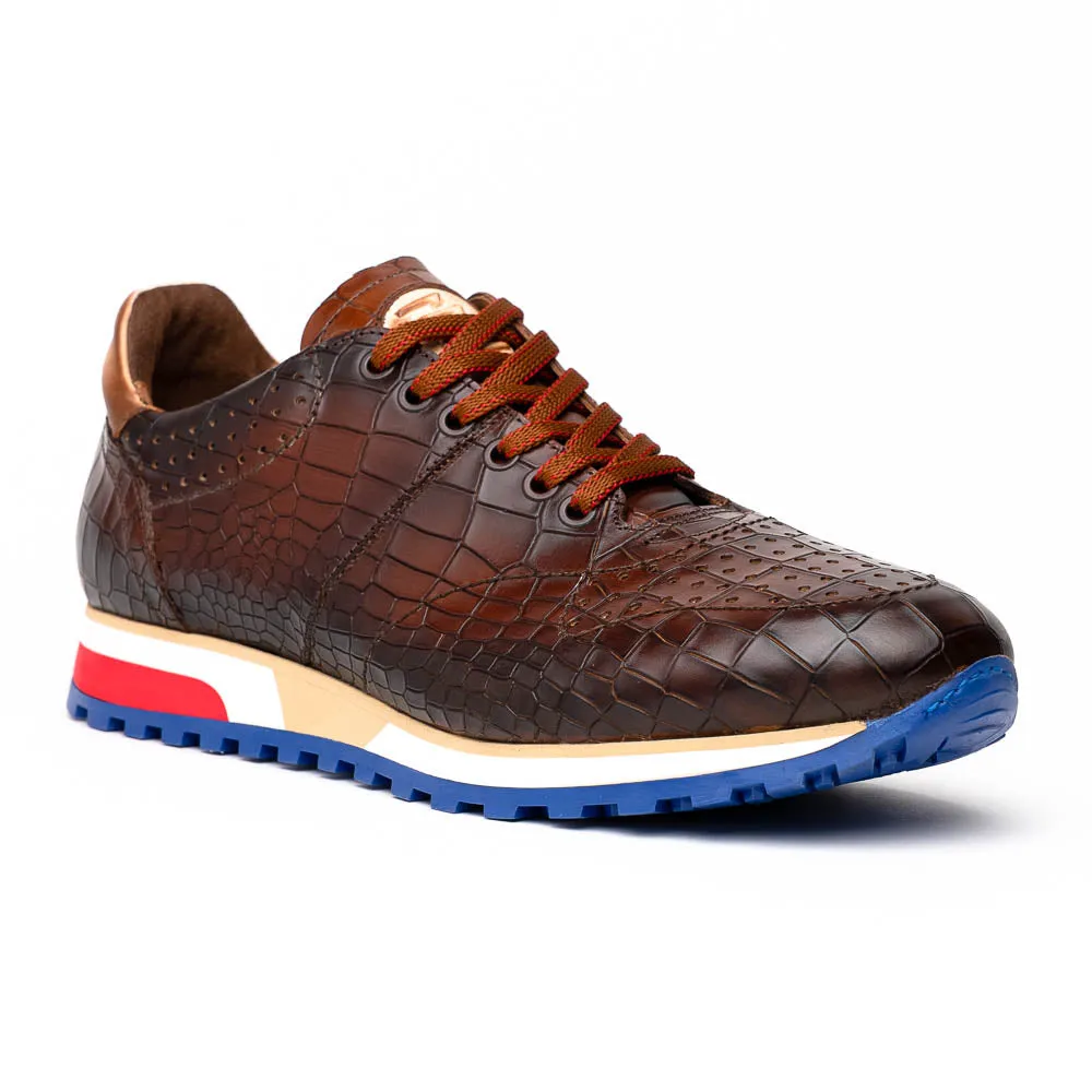 65-220-BRN ROCCO Italian Calfskin Embossed Crocodile, Brown