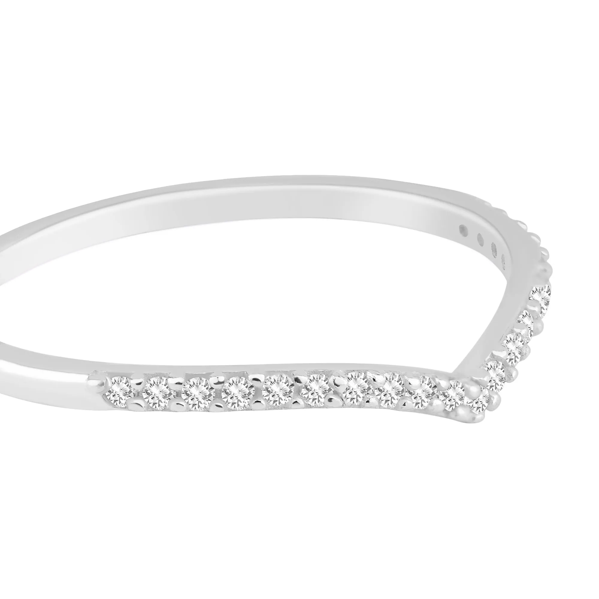 Accessorize London Women's 925 Sterling Silver Hallmark Cubic Zirconia Wishbone Pave Ring-Large