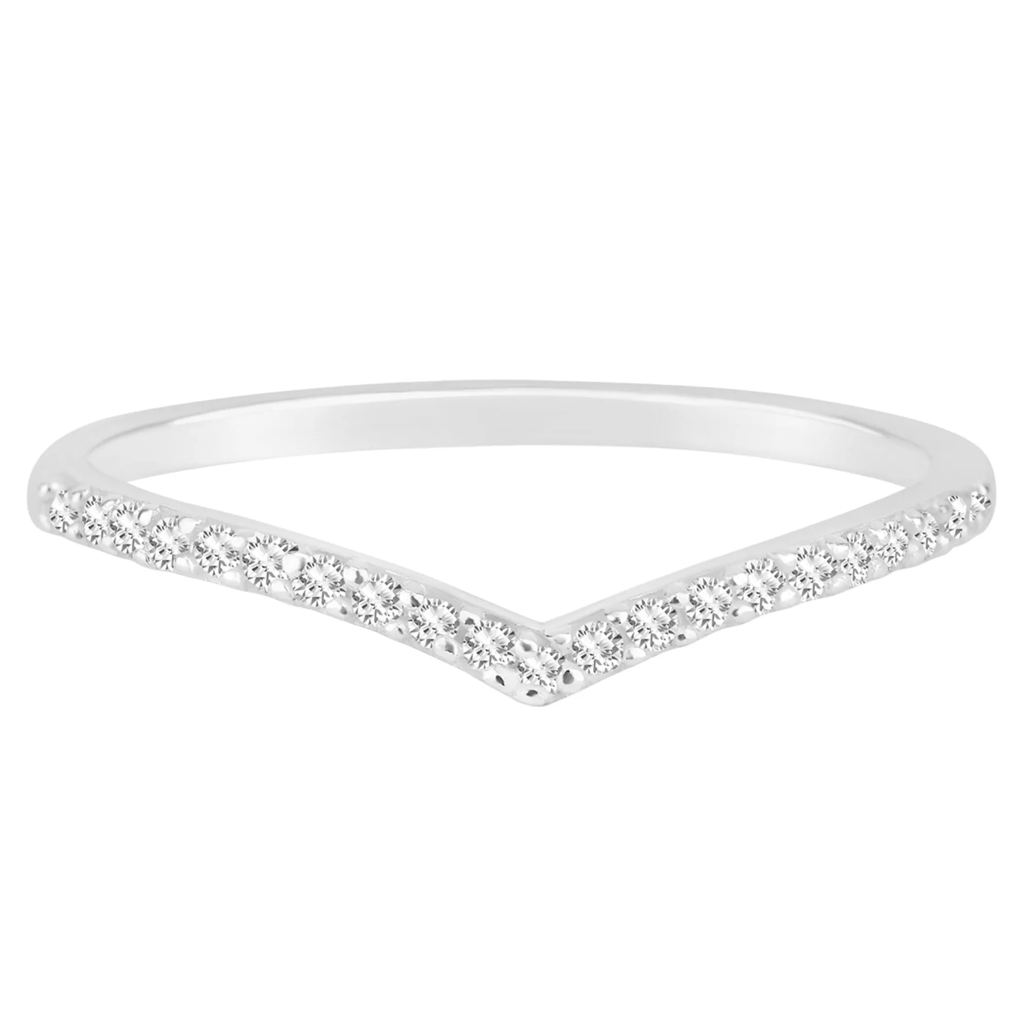 Accessorize London Women's 925 Sterling Silver Hallmark Cubic Zirconia Wishbone Pave Ring-Large