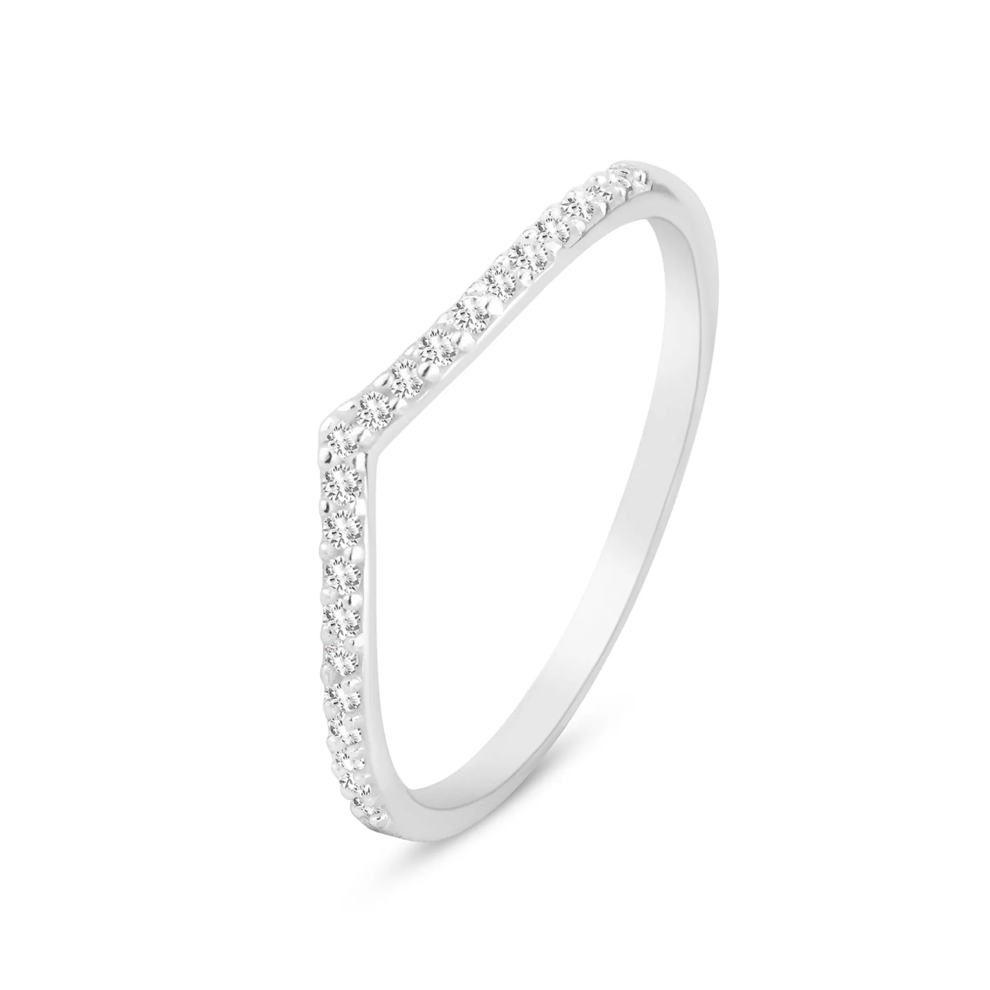 Accessorize London Women's 925 Sterling Silver Hallmark Cubic Zirconia Wishbone Pave Ring-Large