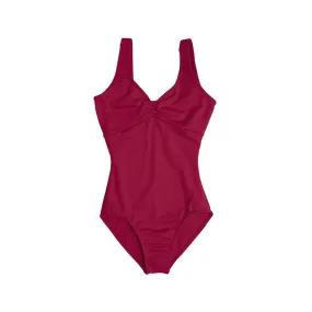 Adult Pinch Front Empire Waist Leotard - Burgundy