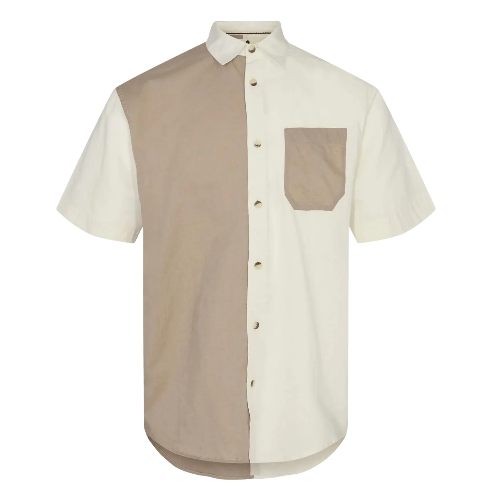 Akkian Cot/Linen Block Shirt - Tofu