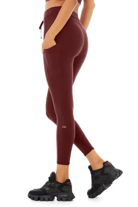 Alo Yoga Women's Checkpoint Drawstring 7/8 Leggings, Cranberry, S