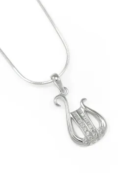 Alpha Chi Omega Sorority Lyre Pendant with CZs