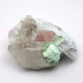 Beryl var. Morganite Terminated - w/ Green Tourmaline in Cleavelandite and Quartz w/ Mica