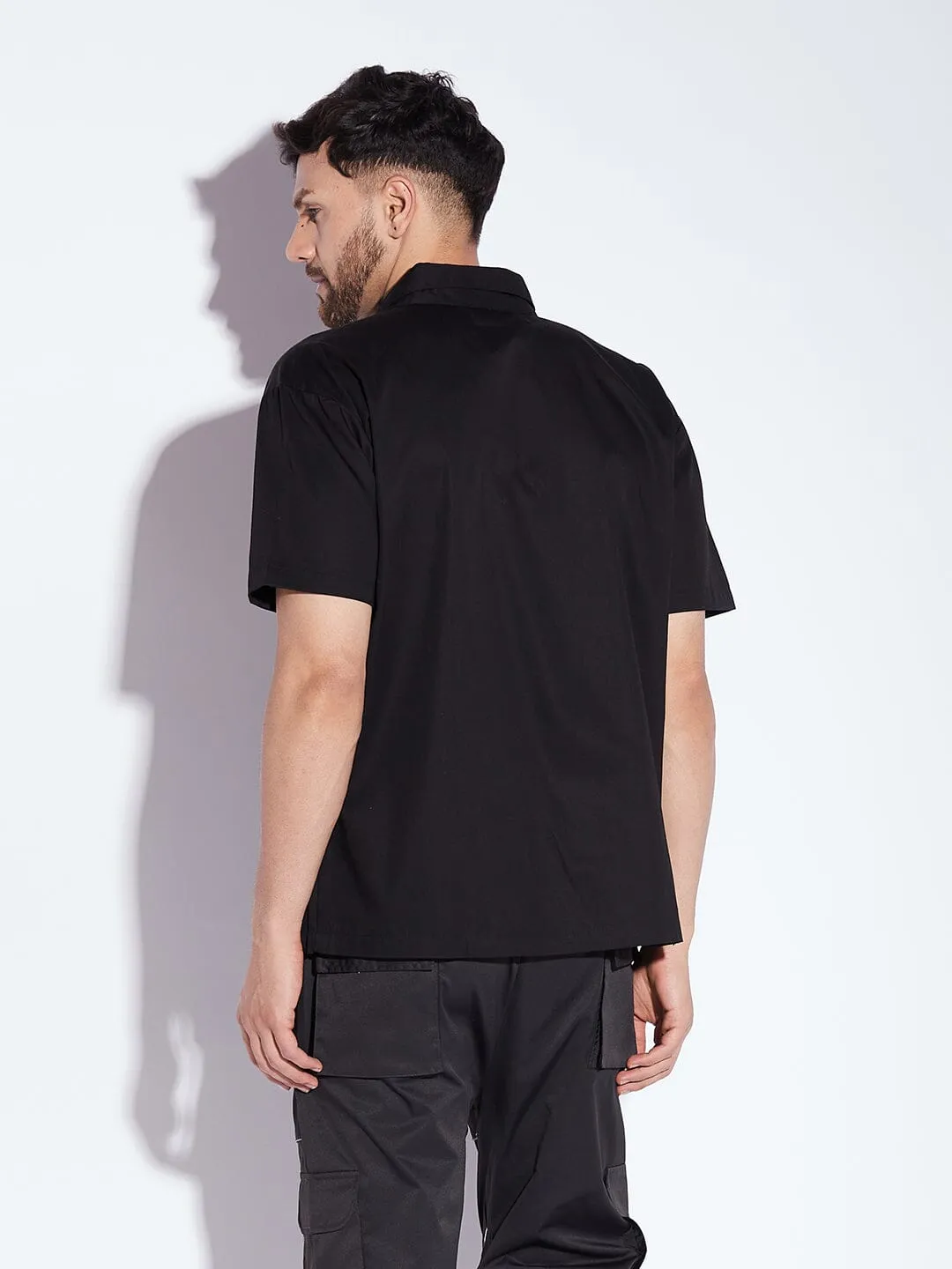 Black Reflective Piping Shirt