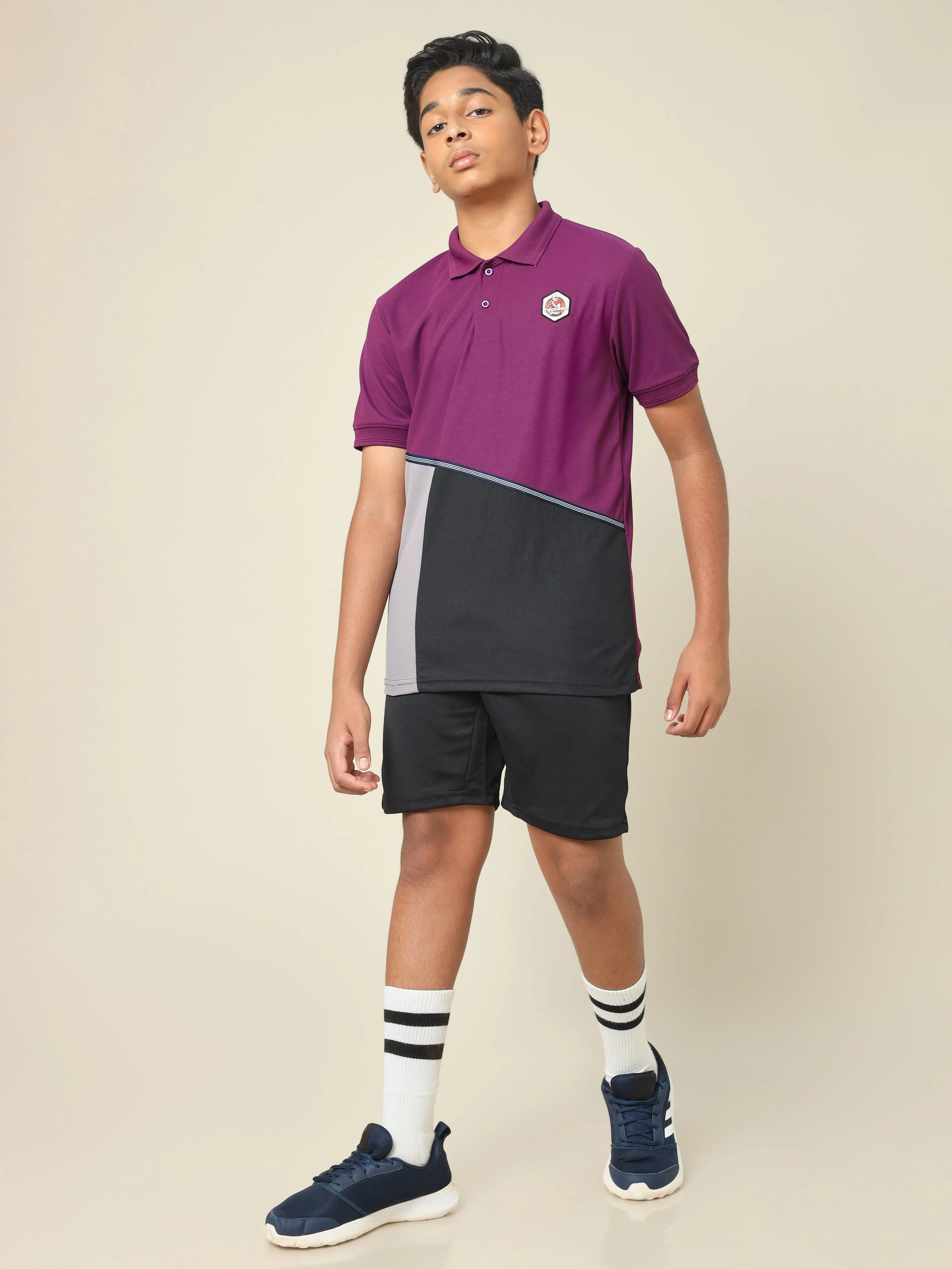 Boys Colorblock Slim Fit Polo T-shirt with MATPIQ