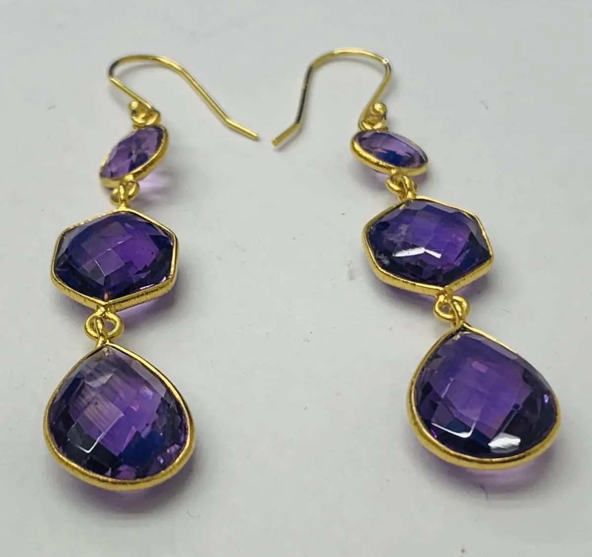 Brazil Amethyst Sterling Silver Gold Plated Earring