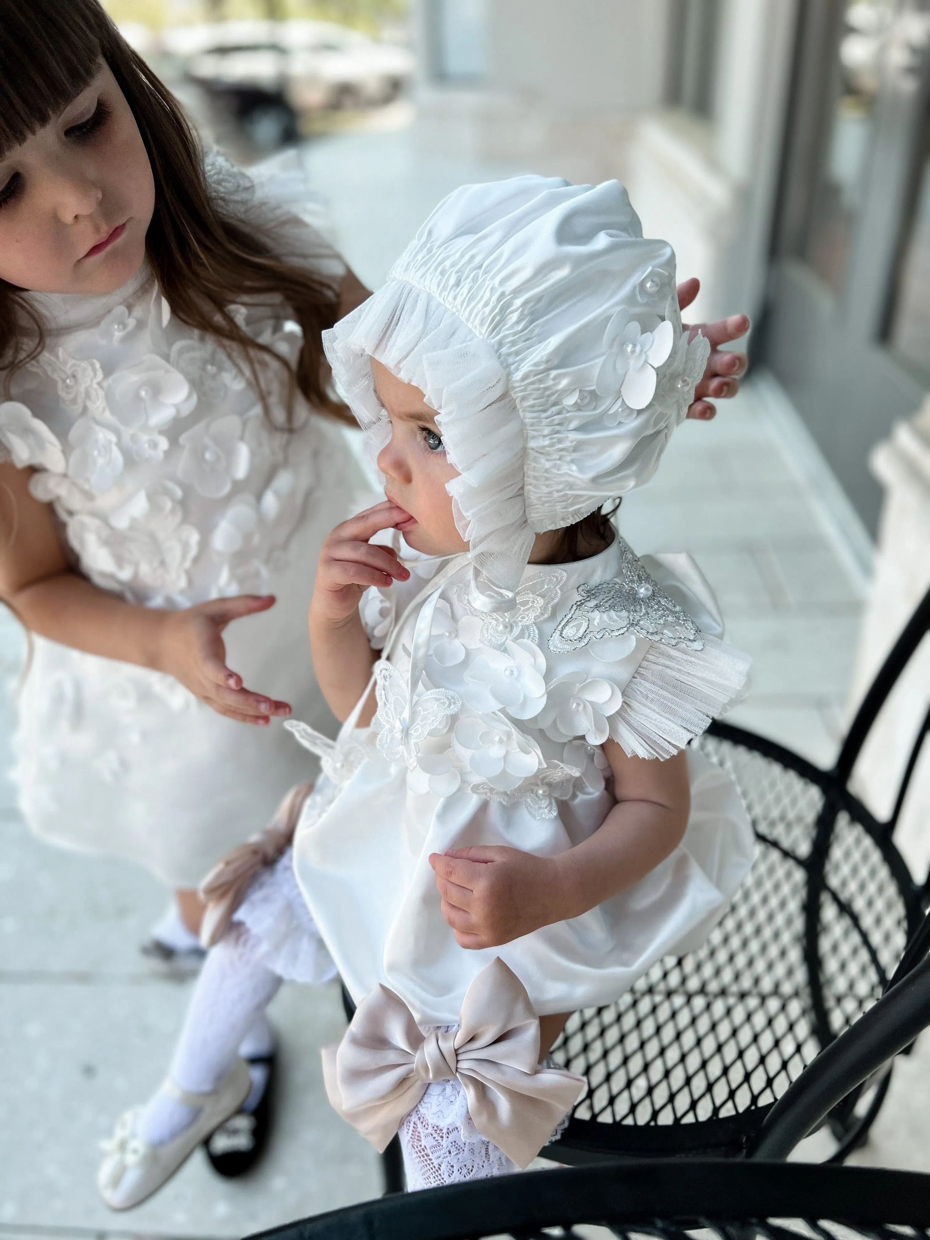 Butterfly White Satin Ceremony Romper