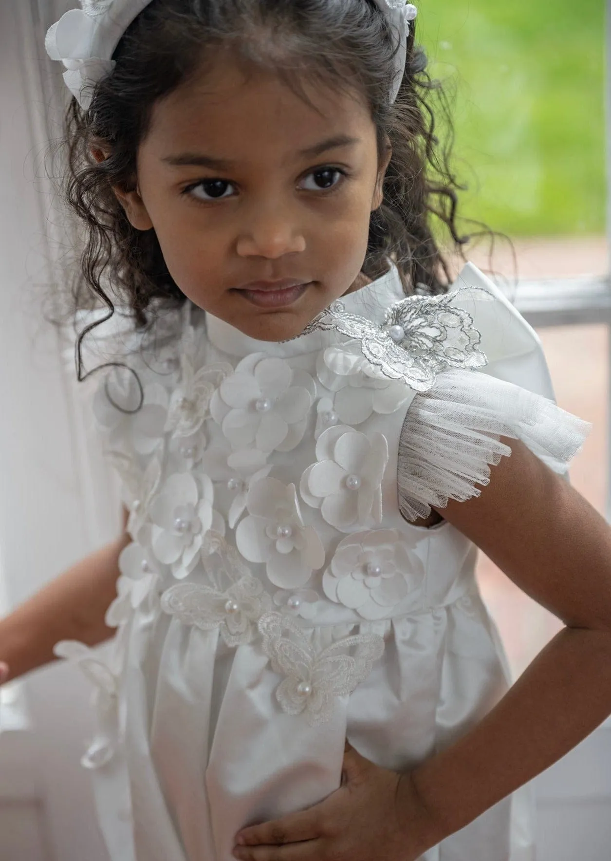 Butterfly White Satin Ceremony Romper