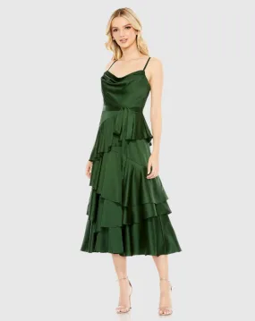 Charmeuse Ruffle Tiered Spaghetti Strap Dress