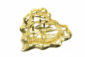 CHRISTIAN LACROIX gold heart logo brooch