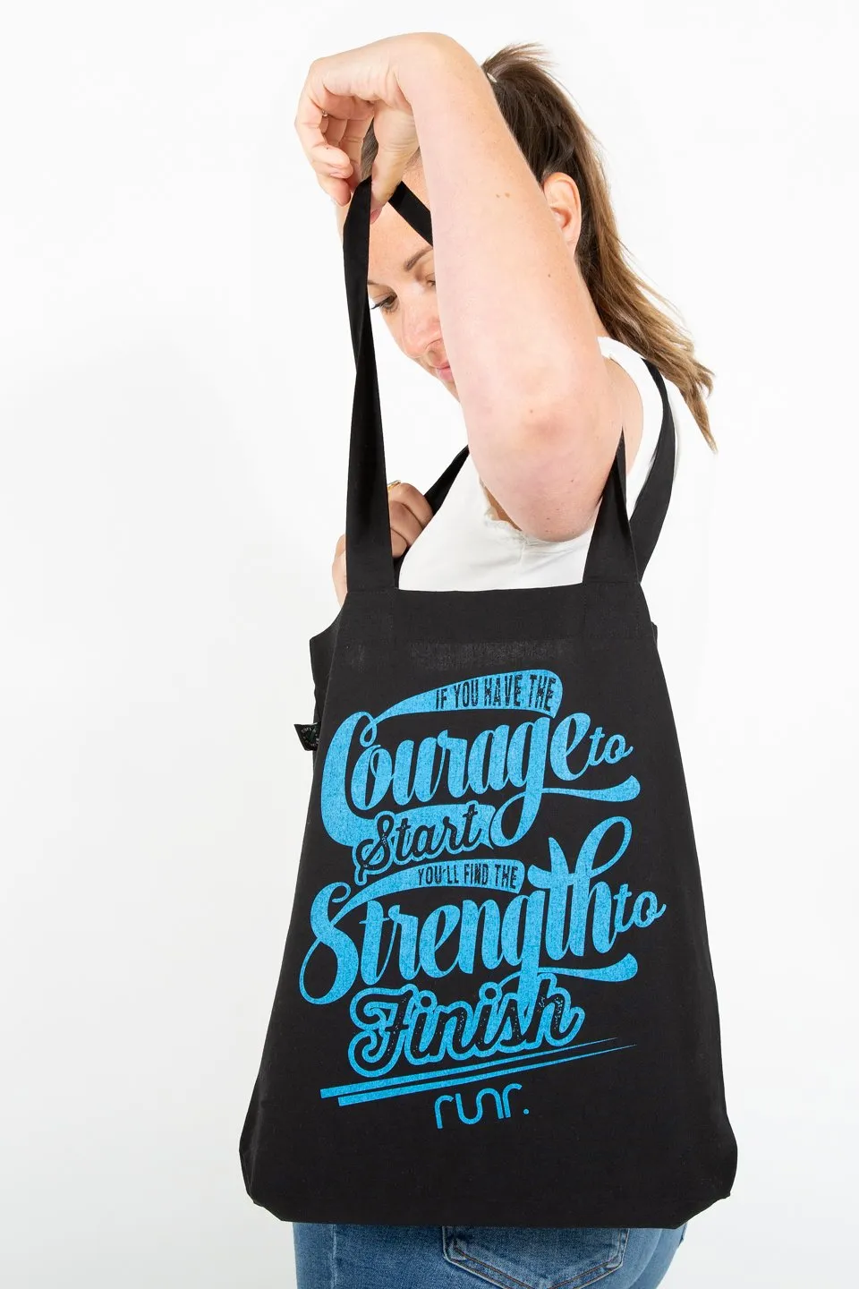 Courage To Start Tote Bag Black/Blue