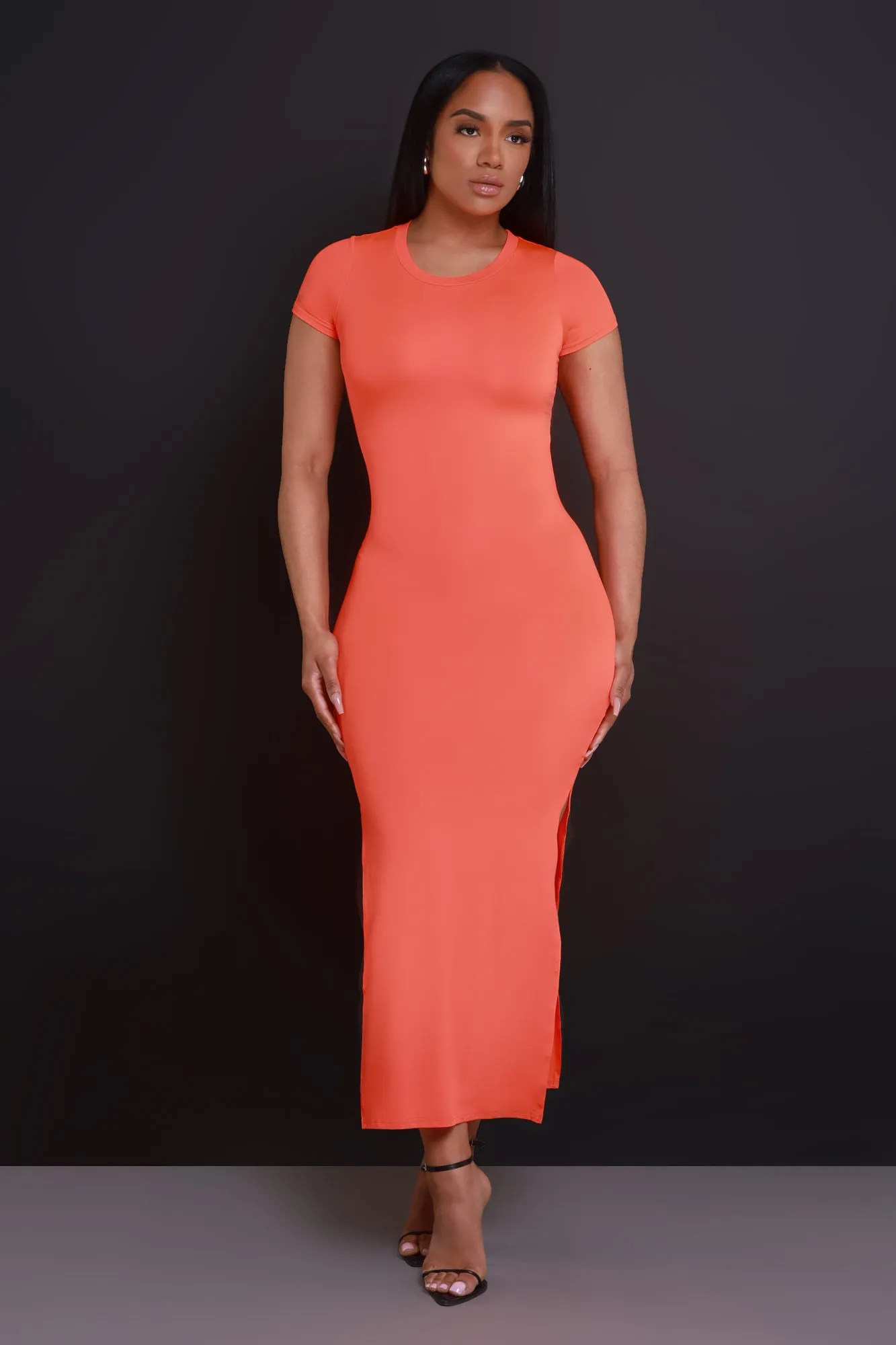 Curtain Call Short Sleeve Maxi Dress - Orange