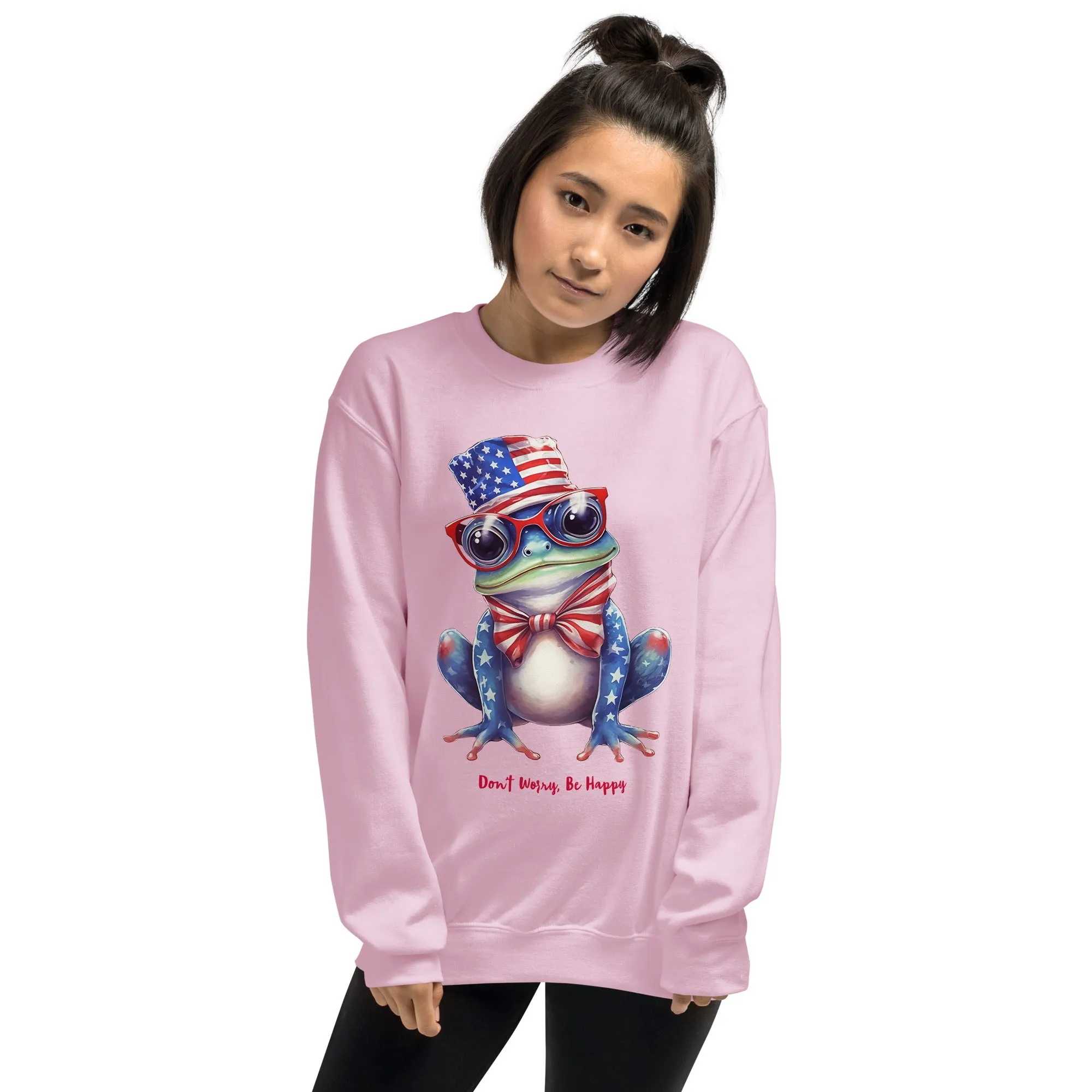 Customizable Cute Patriotic Frog Sweatshirt / USA Flag Sweatshirt