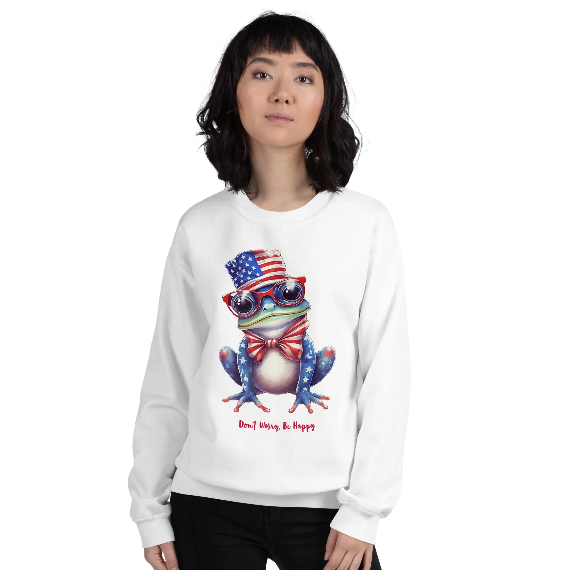 Customizable Cute Patriotic Frog Sweatshirt / USA Flag Sweatshirt