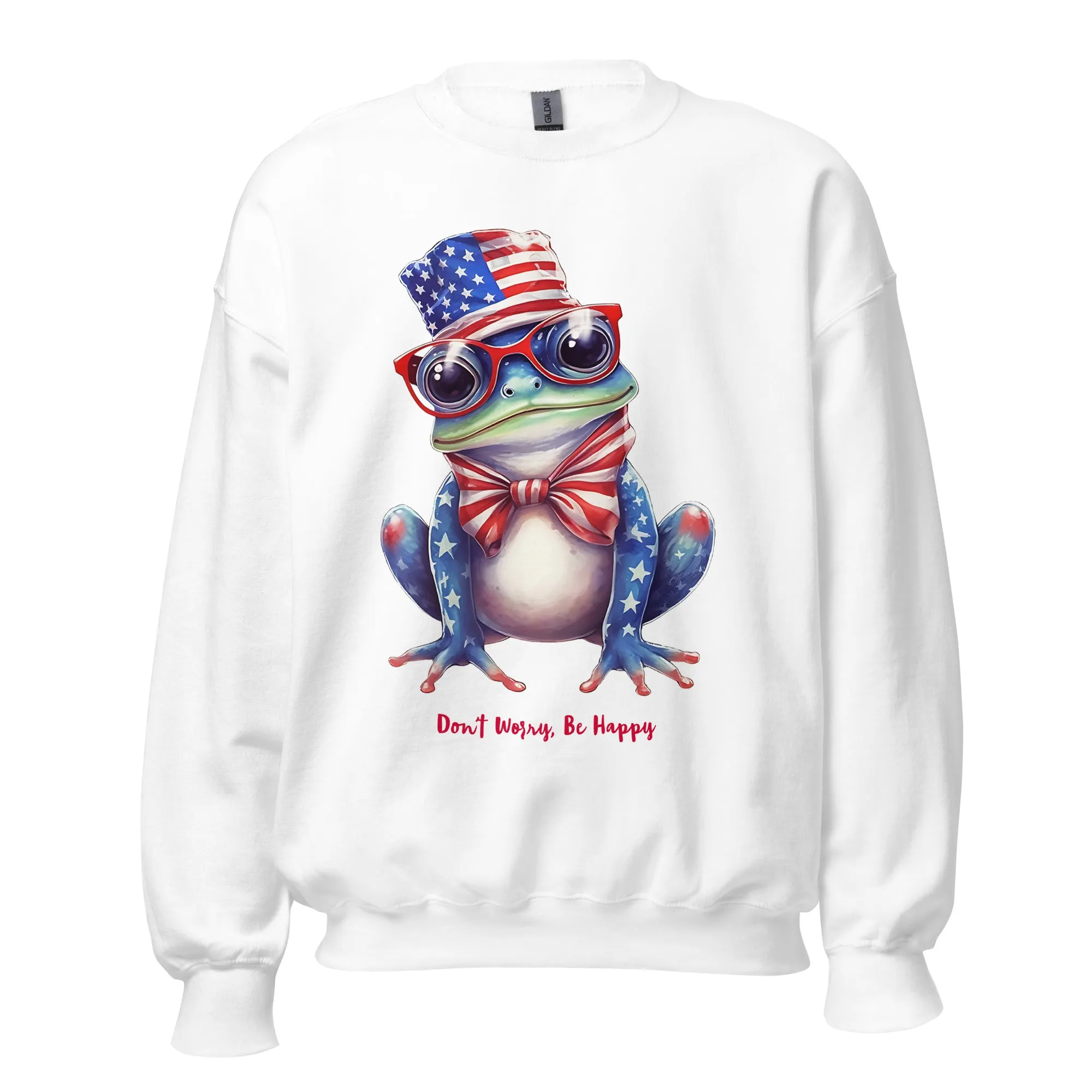 Customizable Cute Patriotic Frog Sweatshirt / USA Flag Sweatshirt