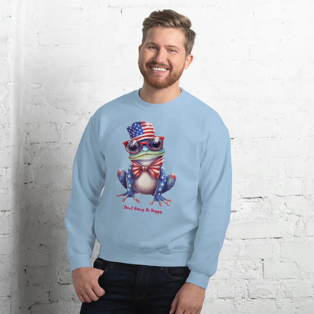 Customizable Cute Patriotic Frog Sweatshirt / USA Flag Sweatshirt