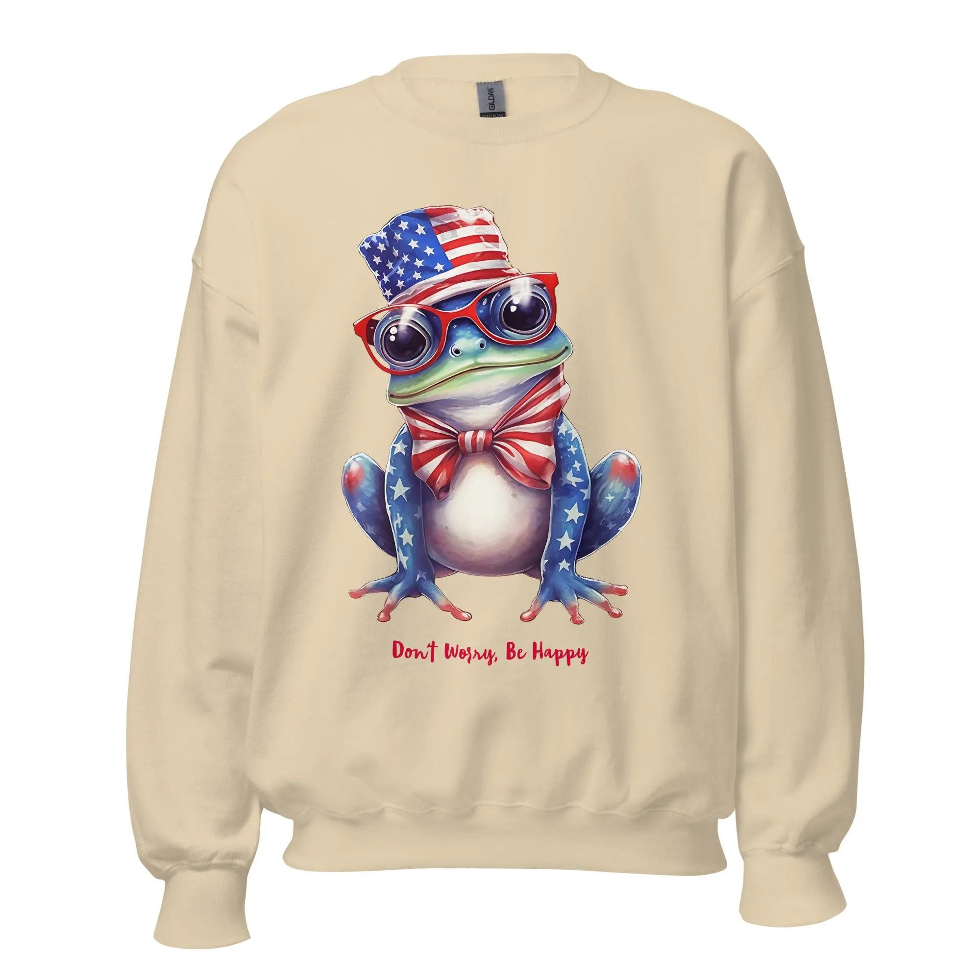 Customizable Cute Patriotic Frog Sweatshirt / USA Flag Sweatshirt