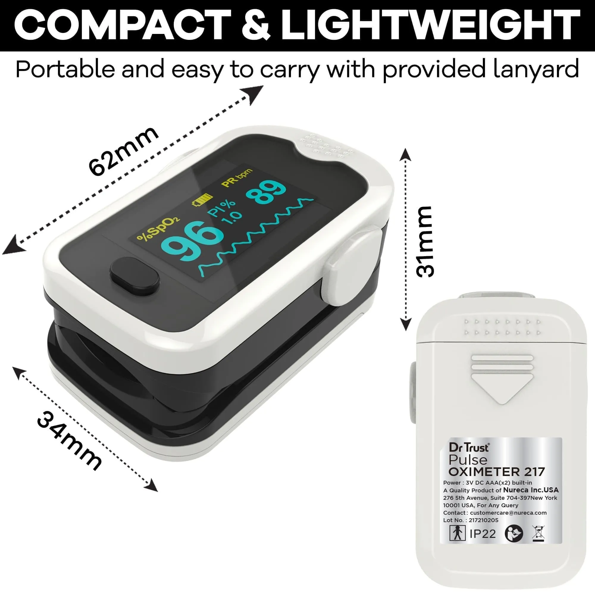 Dr Trust USA Pulse Oximeter 217 (White)