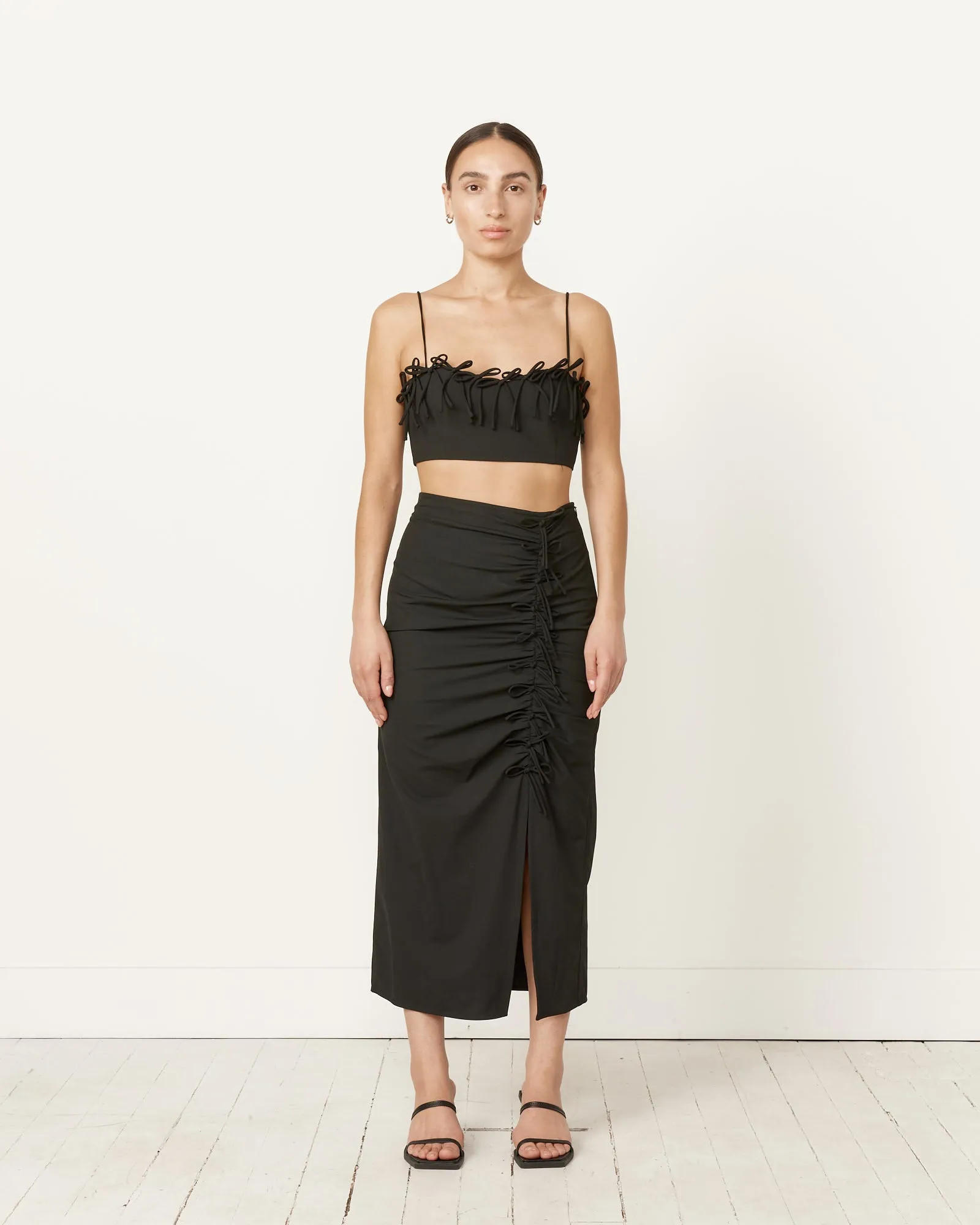 Drapey Melange Midi Skirt