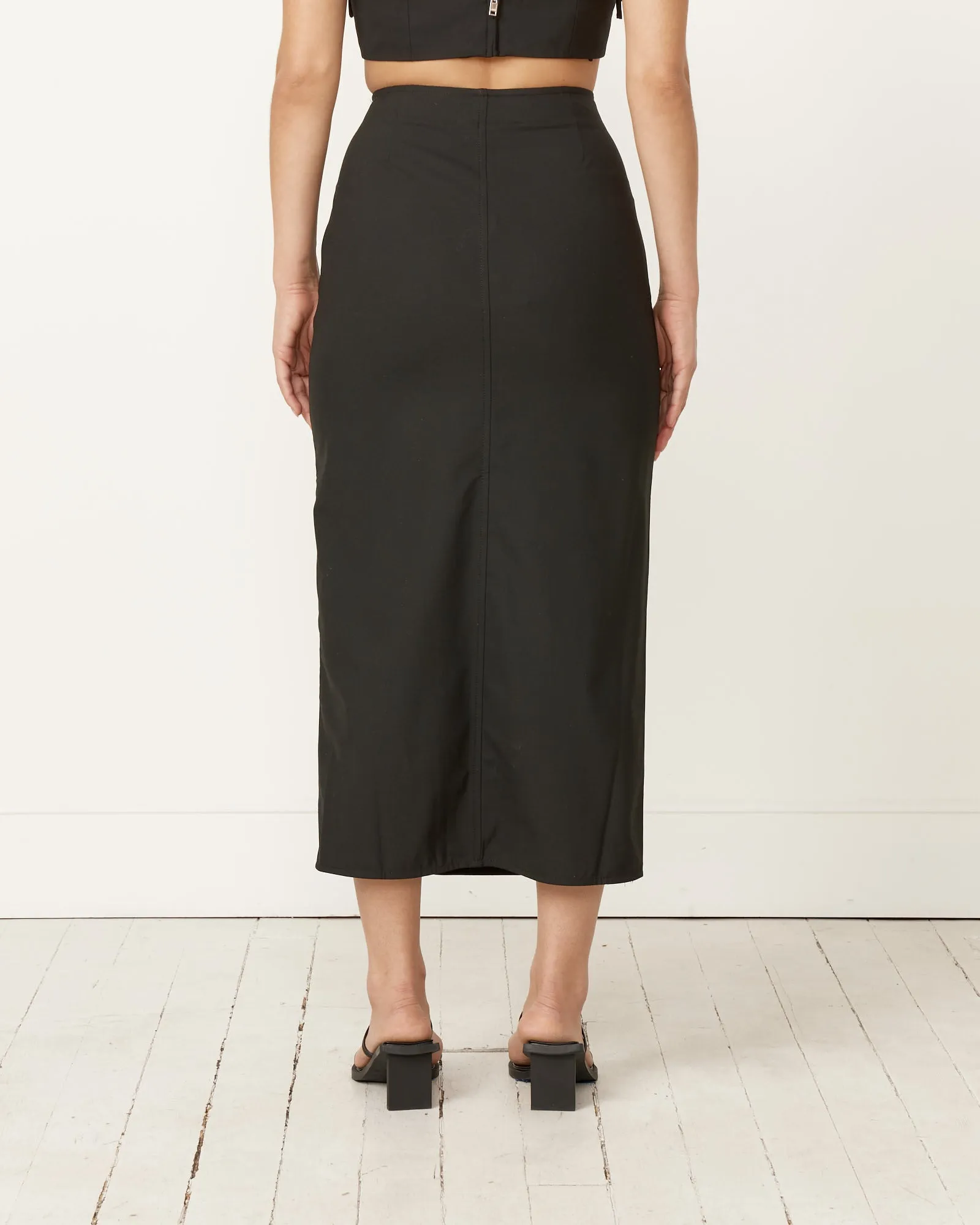 Drapey Melange Midi Skirt