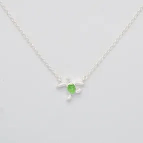 Dune Jewelry Delicate Dune Sea Turtle Necklace - .925 Sterling Silver with Green Sea Glass Shell - Made in the USA