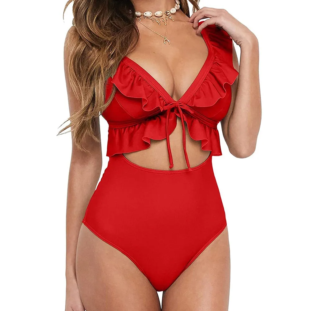 Elegance Unleashed Plus-Size-Rüschen-Monokini-Badeanzug