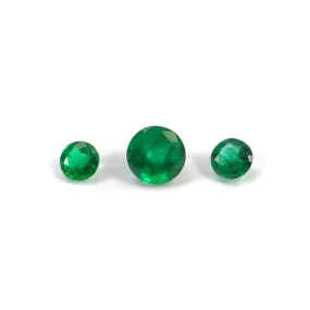 Emerald Gemstone Normal Cut : 1.65cts Natural Untreated Unheated Green Emerald Round Shape 4mm - 6mm 3Pcs