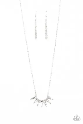 Empirical Elegance White Rhinestone Necklace - Paparazzi Accessories