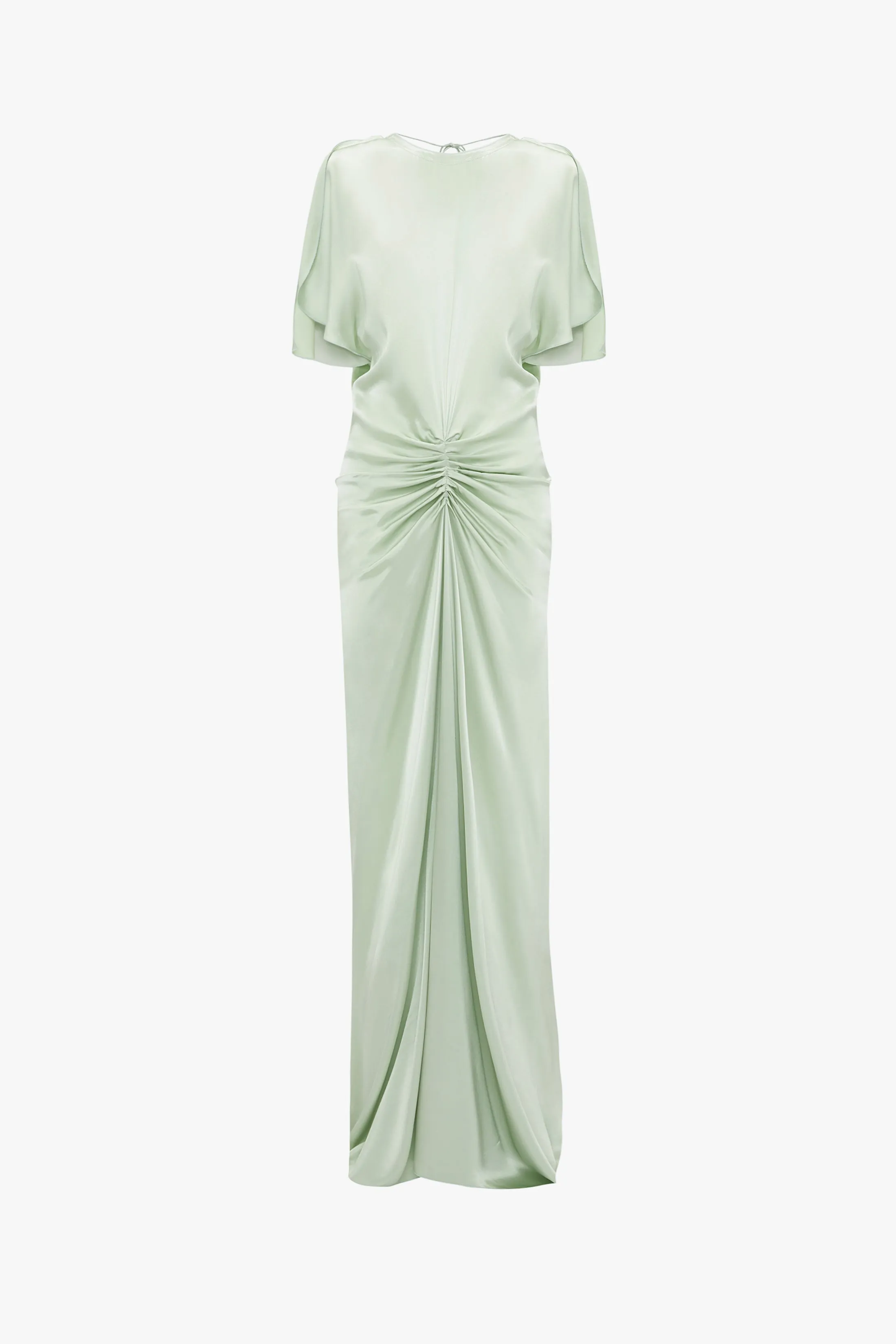 Exclusive Floor-Length Gathered Dress In Jade