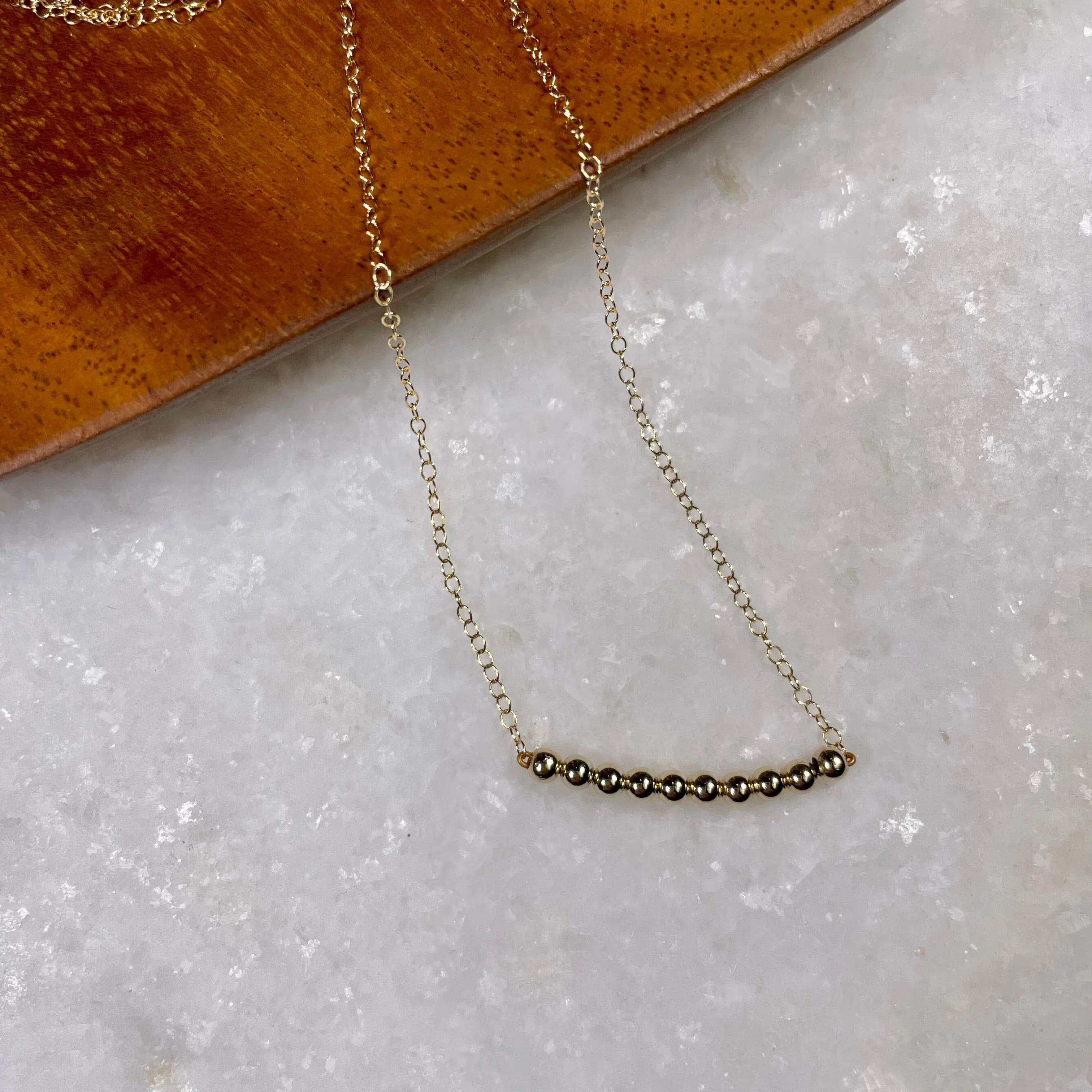 Gold Bead Bar Necklace