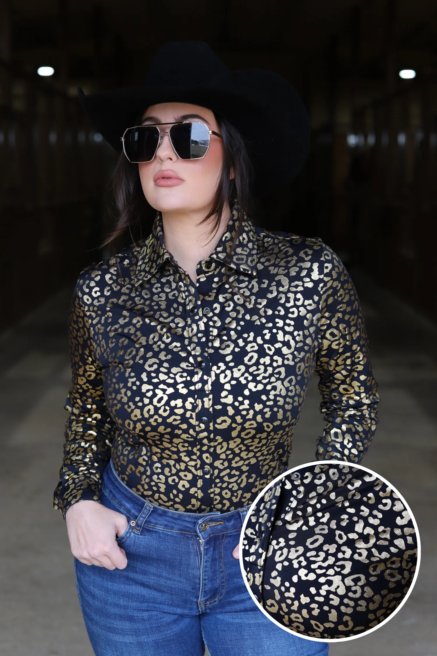 GOLD LEOPARD PERFORMANCE SHOW SHIRT