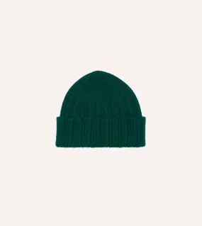 Green Angora Lambswool Ribbed Knit Cap