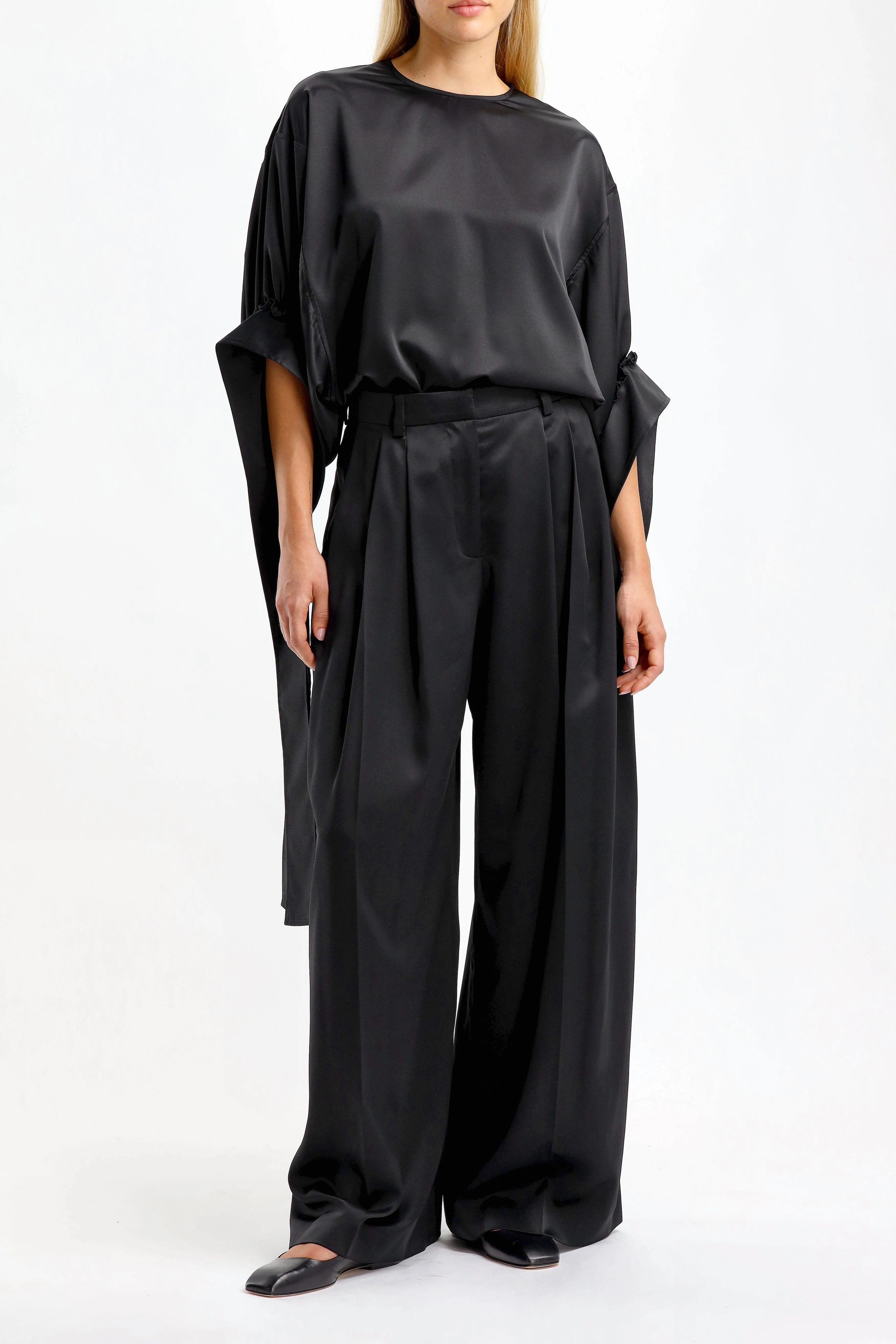 Hose Wide Leg in Schwarz