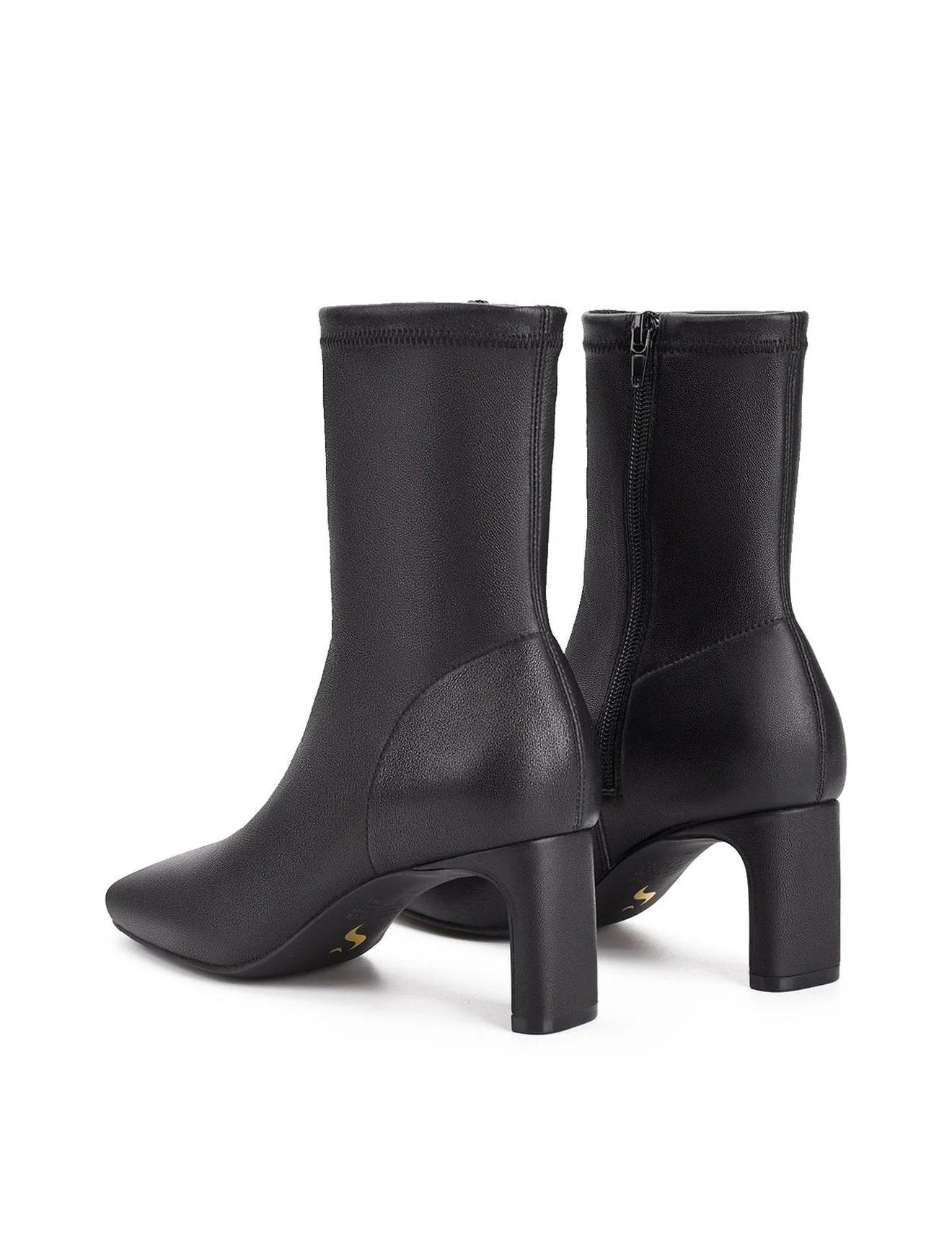 JoJo Block Heel Ankle Boot - Black Stretch Leather