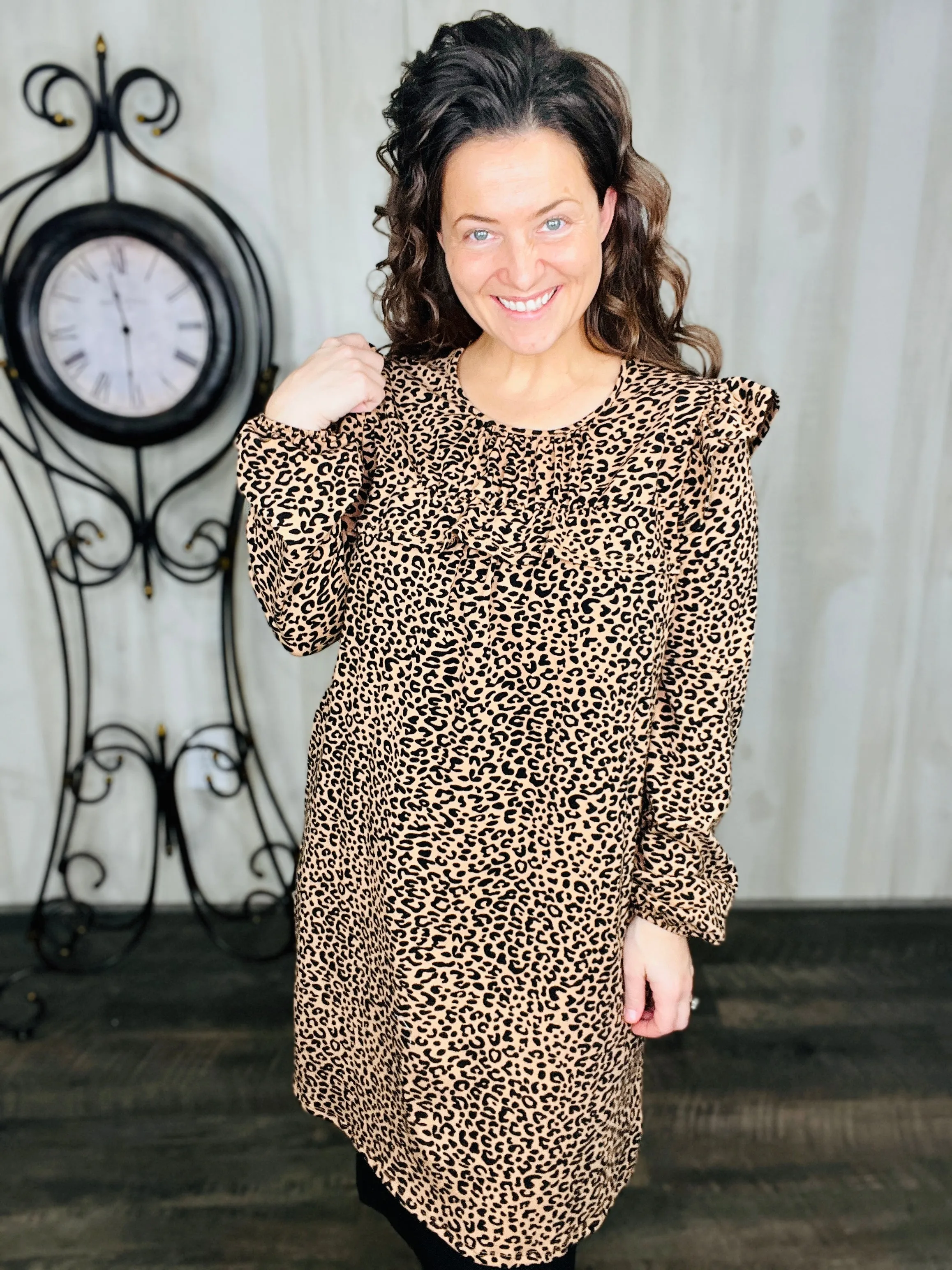 Katrina Leopard Print & Ruffle Tunic