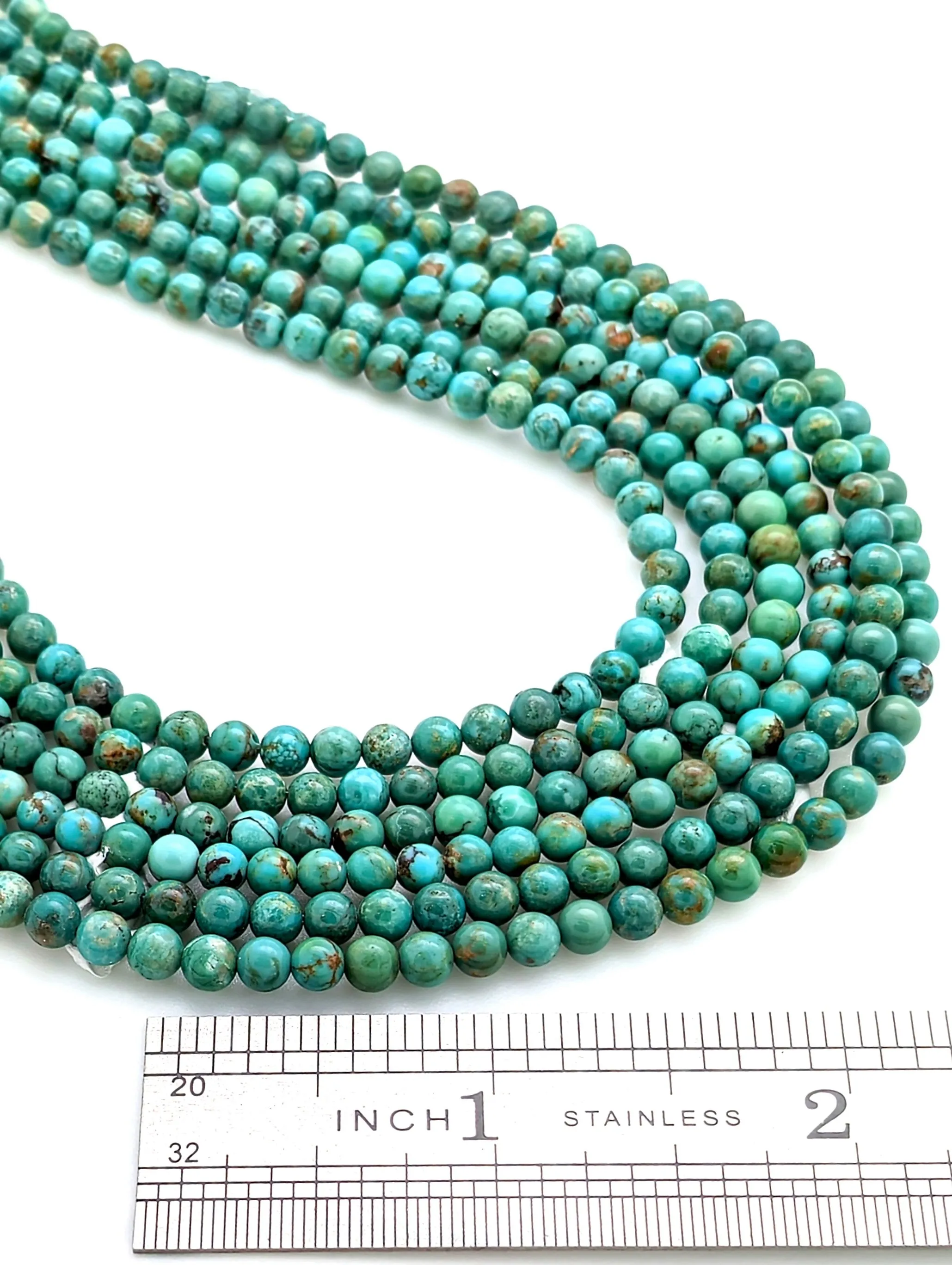 Kingman Turquoise Rounds - Strong Matrix - 4mm